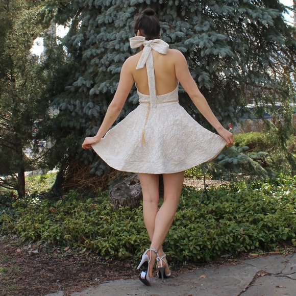 Cream Floral Party Dress - Picture 1 of 5